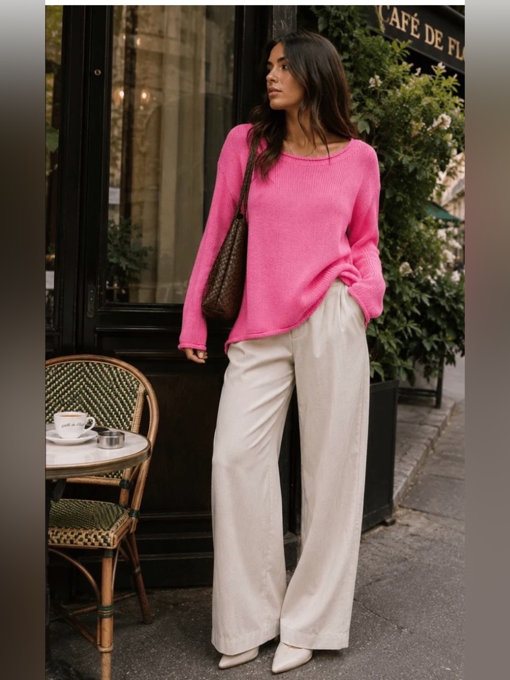 Pink High‑Low Knit Sweater NWT | Large • Soft Acrylic • Long Sleeve Pullover